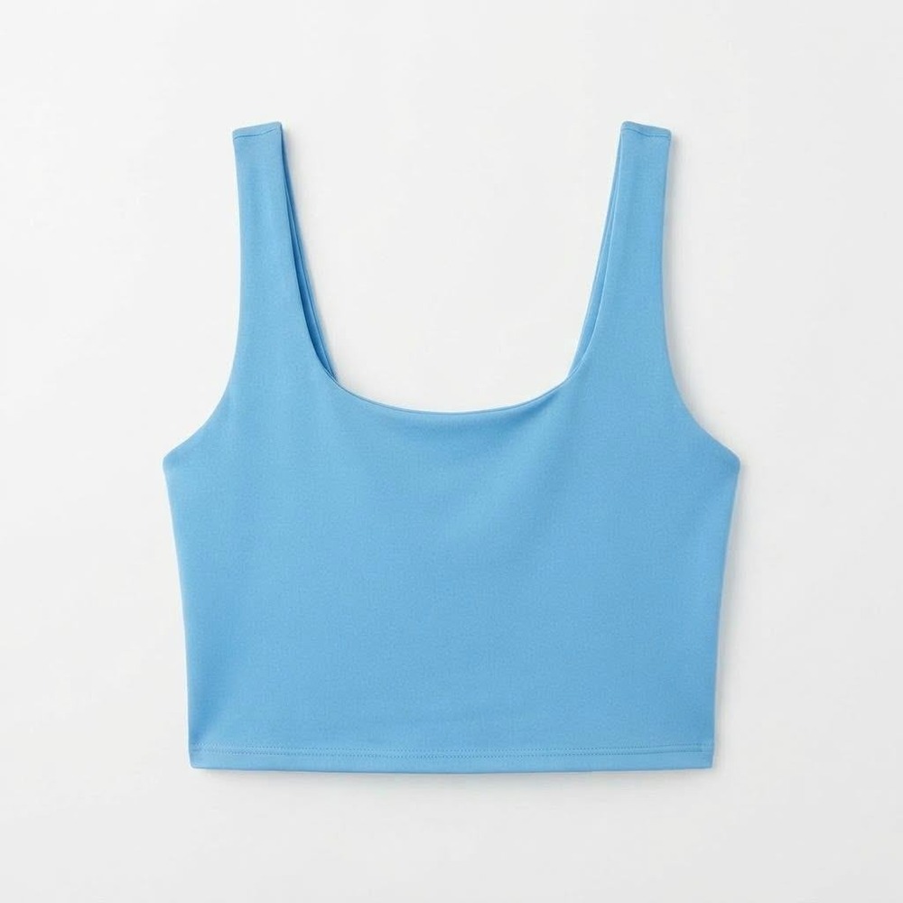 Live in the Moment Blue Cropped Tank Top Scoop Neck Sleeveless Size M